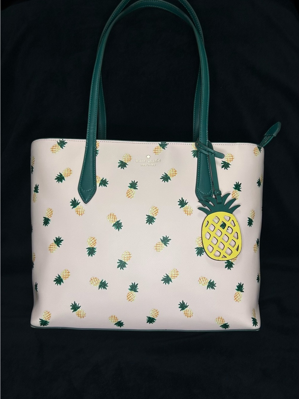 kate spade pineapple Tote with Pineapple Charm